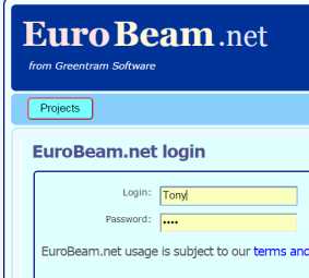 Login screen